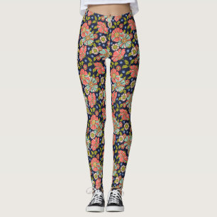 Leggings Leyendas florales de acua rosa de la Marina Retro