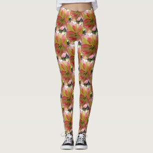 Leggings Leyendas florales de tulipanes rosados y amarillos