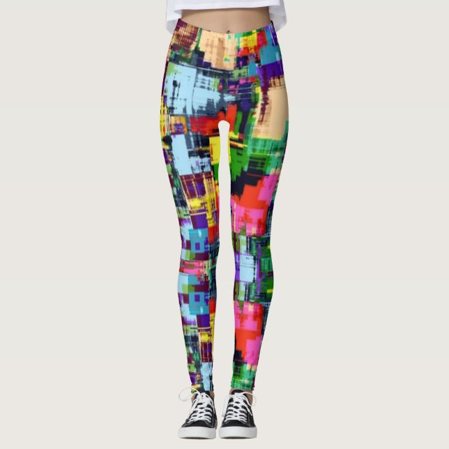 Leggings Leyendas geométricas coloridas (Anverso)