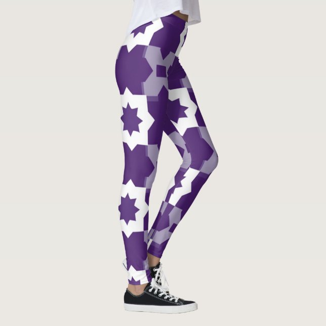 Leggings Leyendas geométricas de estrella blanca púrpura (Derecha)