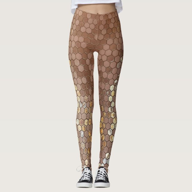 Leggings Leyendas geométricas de oro Rosa (Anverso)