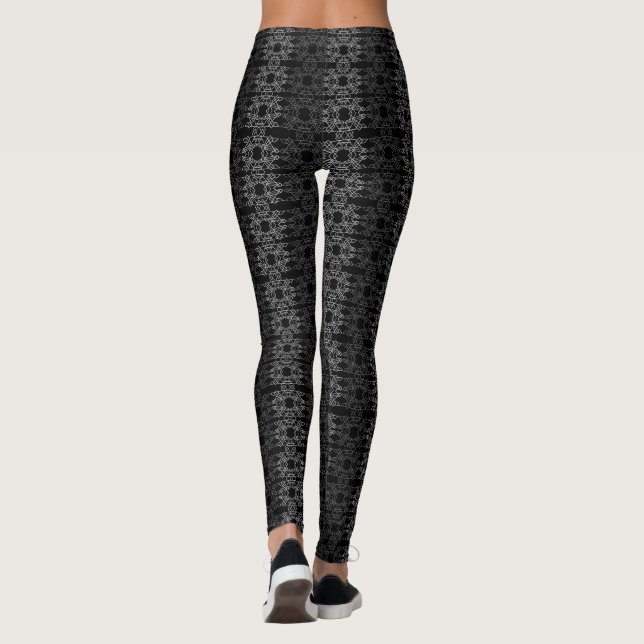 Leggings Leyendas geométricas en negro y gris de Joya Eve (Reverso)