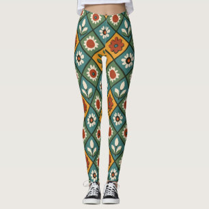 Leggings Leyendas geométricas florales retro