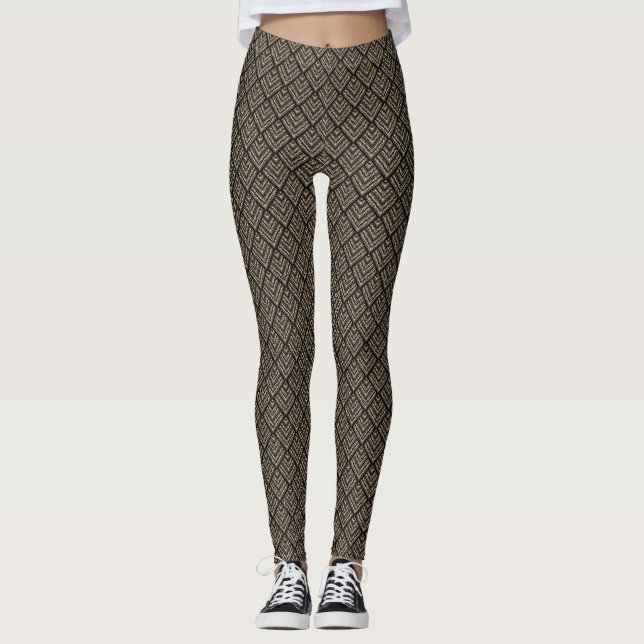 Leggings Leyendas geométricas marrones de las mujeres (Anverso)