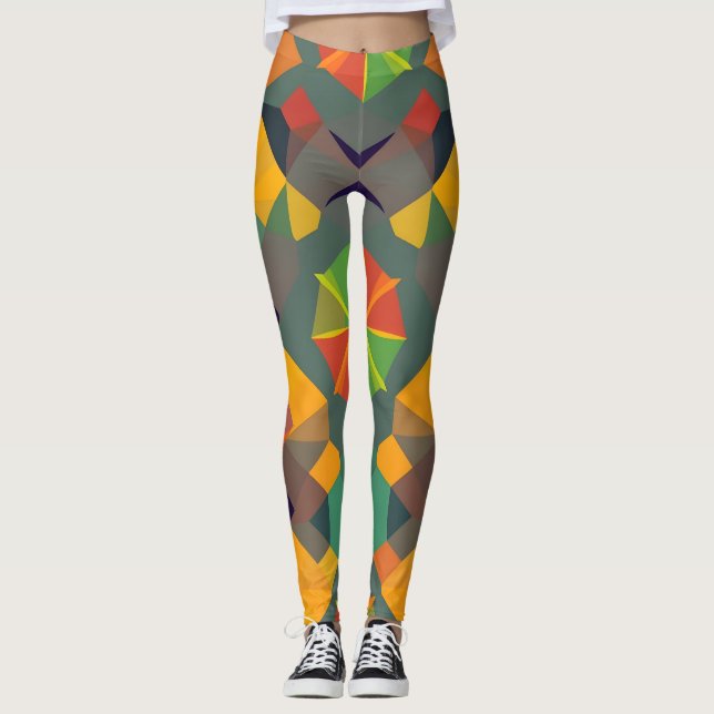 Leggings Leyendas geométricas vibrantes - Decoración del ho (Anverso)