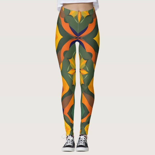 Leggings Leyendas geométricas vibrantes - Repetición de col (Anverso)