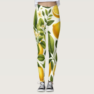 Leggings Leyendas - Leones, hojas verdes, flores