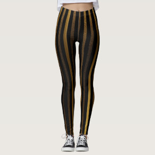 Leggings Leyendas lujosas de rayas negras y doradas