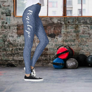 Leggings Leyendas manuscritas de los falsos jeans azules de