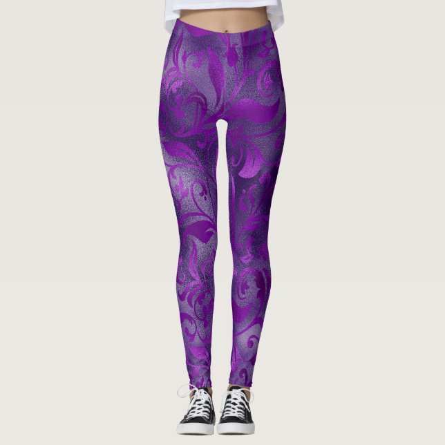Leggings Leyendas Mardi Gras, Floral púrpura Mardi Gras (Anverso)