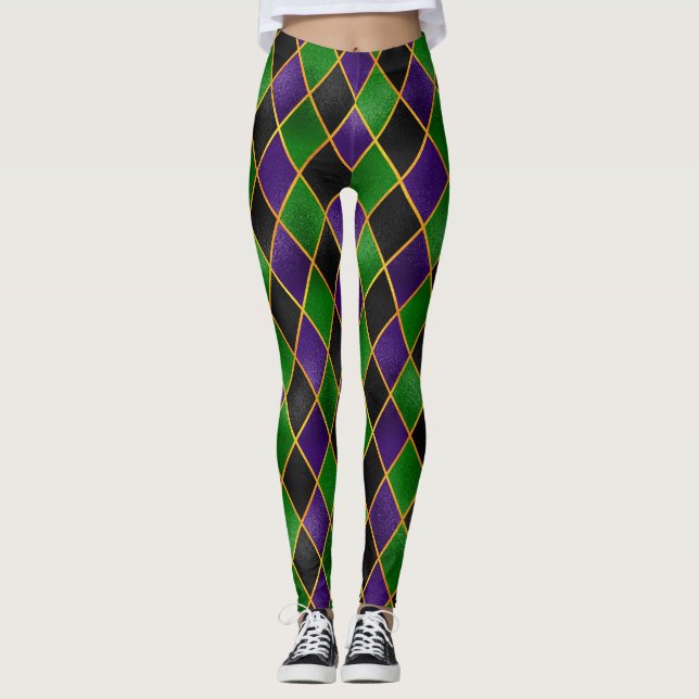 Leggings Leyendas Mardi Gras, Mardi Gras Argyle Jester (Anverso)