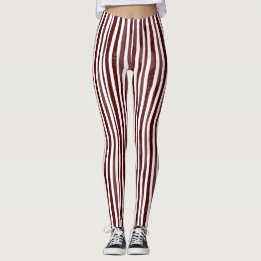 Leggings Leyendas maroon y blanco a rayas verticales