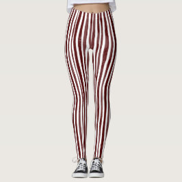 Leggings Leyendas maroon y blanco a rayas verticales