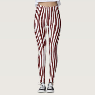 Leggings Leyendas maroon y blanco a rayas verticales