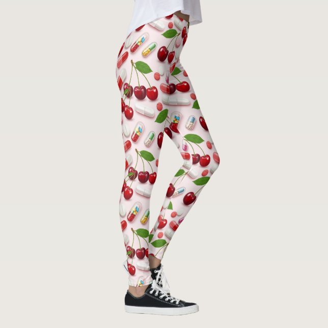 Leggings Leyendas medicinales rojas de cerezo y píldoras ro (Derecha)