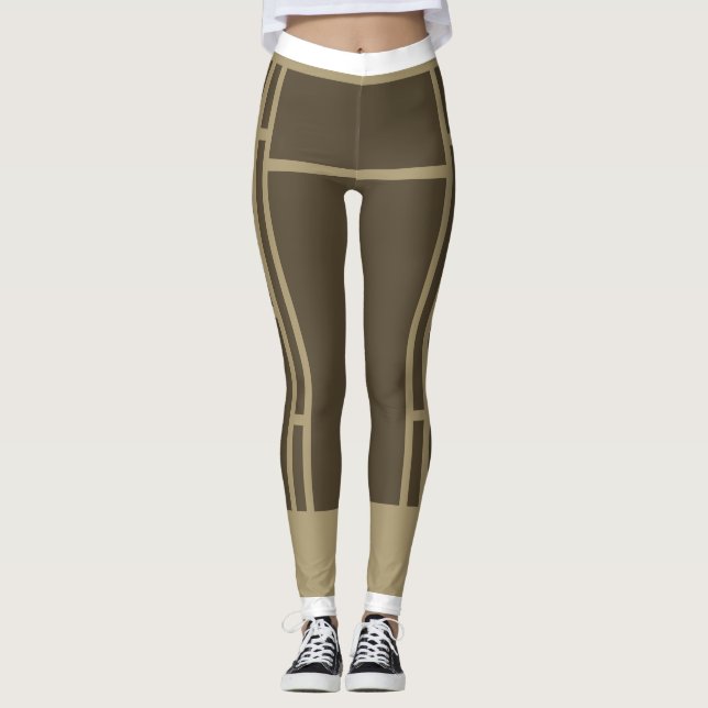 Leggings Leyendas Mondrian Inspiración Marrón Beige 3 (Anverso)