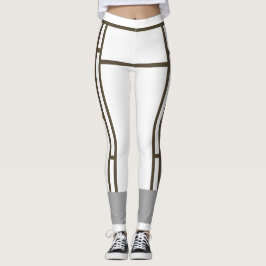 Leggings Leyendas Mondrian Inspiración Marrón Blanco 1