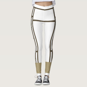 Leggings Leyendas Mondrian Inspiración Marrón Blanco 3