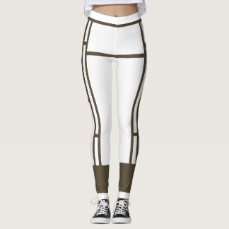 Leggings Leyendas Mondrian Inspiración Marrón Blanco 4