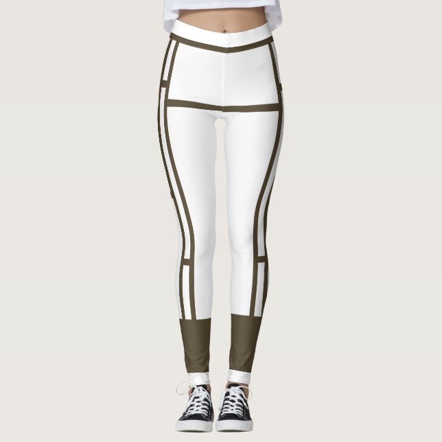Leggings Leyendas Mondrian Inspiración Marrón Blanco 4 (Anverso)