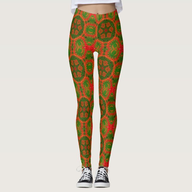 Leggings Leyendas naranjas y verdes Kaleidoscope (Anverso)