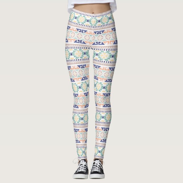 Leggings Leyendas nativas del patrón azteca americano (Anverso)