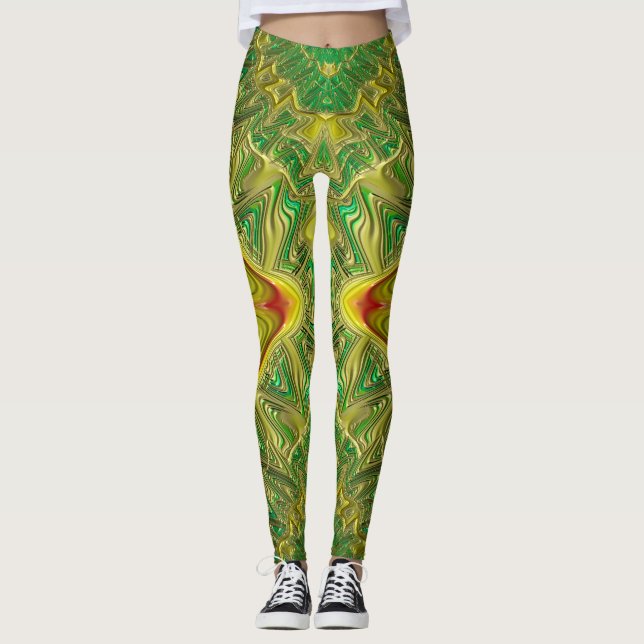 Leggings Leyendas: Navidades rojos de oro verde (Anverso)