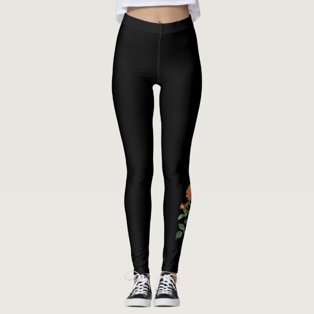 Leggings Leyendas negras botánicas de Rosa de época (Anverso)