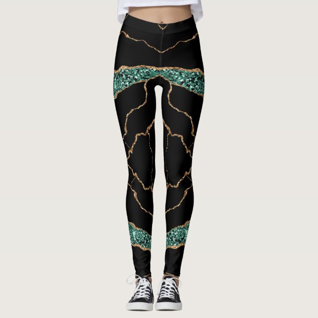 Leggings Leyendas negras de oro verde esmeralda (Anverso)