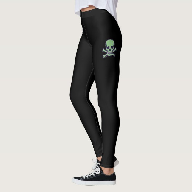 Leggings Leyendas negras del cráneo verde (Izquierda)