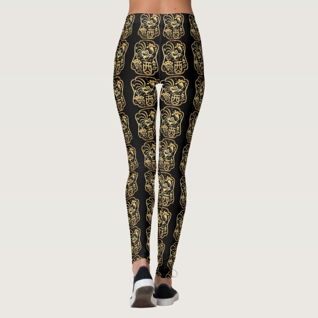 Leggings Leyendas negras en papel de Golden Rooster Year 20 (Reverso)