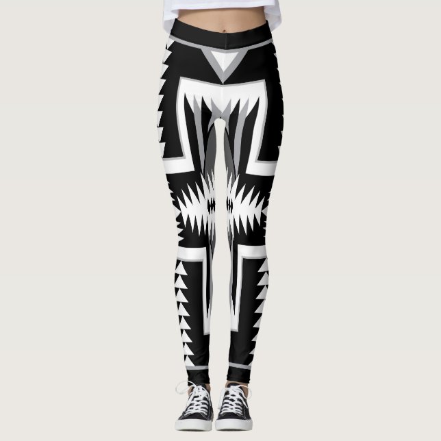 Leggings Leyendas negras y grises de Navajo (Anverso)