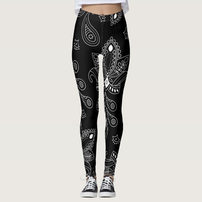 Leggings Leyendas paisley negras/blancas (Anverso)