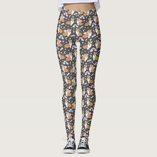 Leggings Leyendas Pastel Corgi Unicorn - gris (Anverso)