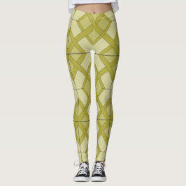 Leggings Leyendas - Patrón de Entramado en amarillo-verde