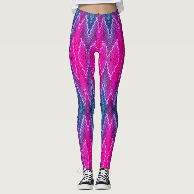 Leggings Leyendas - Patrón Kaleidoscopio rosa y azul (Anverso)