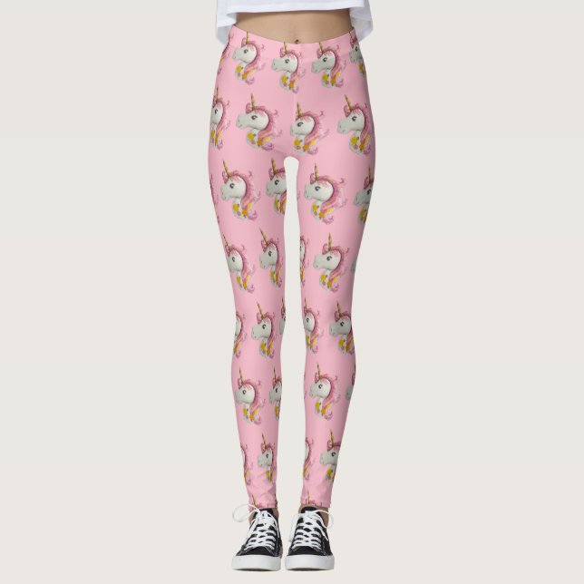 Leggings Leyendas Patteradas De Unicornio Rosa (Anverso)