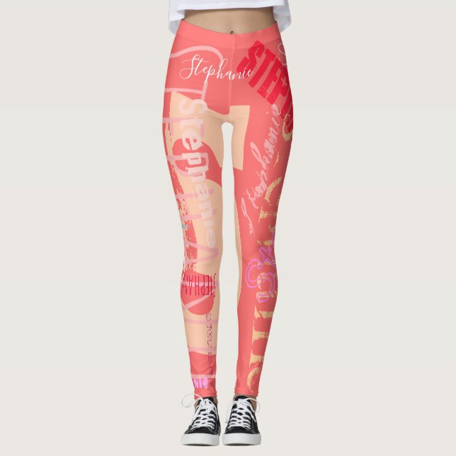 Leggings Leyendas personalizadas de nombre repetitivo 9 let (Anverso)