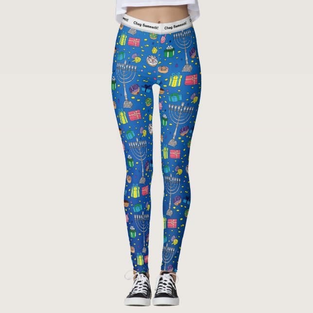 Leggings Leyendas personalizadas del patrón Hanukkah (Anverso)