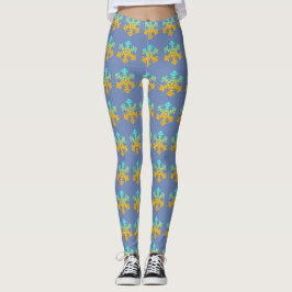 Leggings Leyendas personalizados Copos de nieve azul