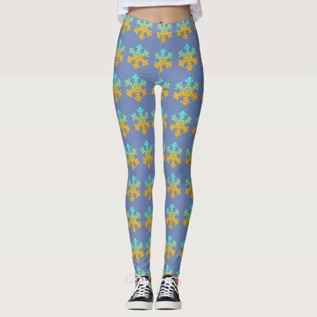Leggings Leyendas personalizados Copos de nieve azul (Anverso)