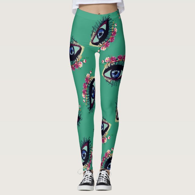 Leggings Leyendas Personalizados de arte ocular azul (Anverso)