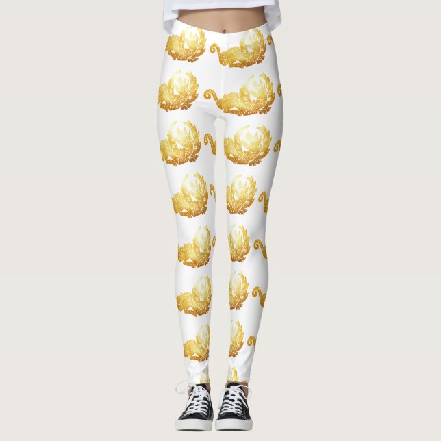 Leggings Leyendas Personalizados del Dragón Dorado (Anverso)