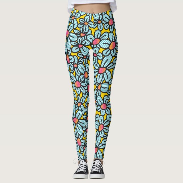 Leggings Leyendas Pop (Amarillo) de flores (Anverso)