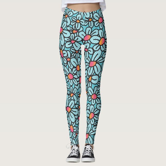 Leggings Leyendas Pop (Aqua) de flores (Anverso)