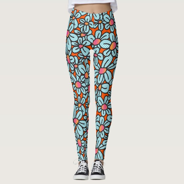 Leggings Leyendas Pop (Naranja) de flores (Anverso)