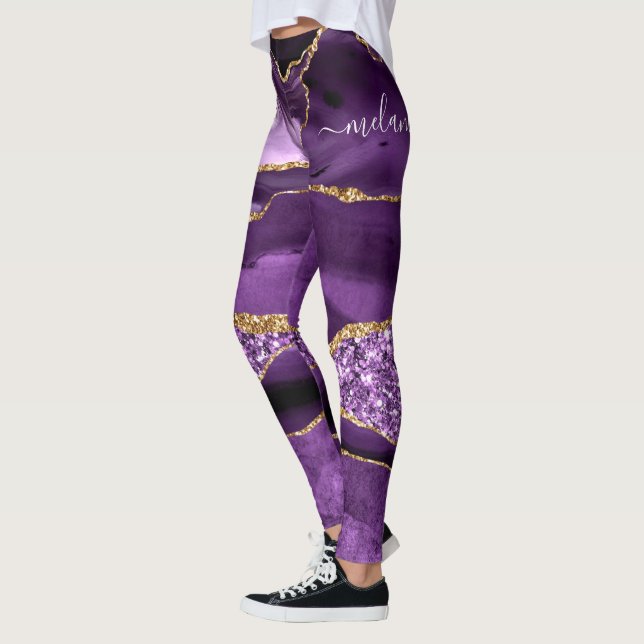 Leggings Leyendas Purpurinas de color morado con nombre per (Izquierda)