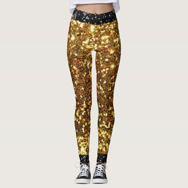 Leggings Leyendas Purpurinas Gold y Black Faux (Anverso)