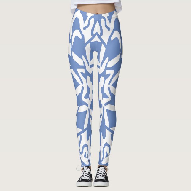 Leggings Leyendas "Ratti_Creative_Arts" azules y blancas (Anverso)