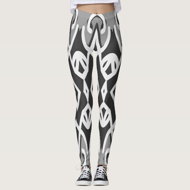 Leggings Leyendas "Ratti_Creative_Arts" blancas y negras (Anverso)